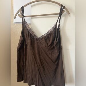 Metro7 Brown Embroidered Cami Sz18/20 (Plus) Vintage BohoChic Y2K Whimsical Chic
